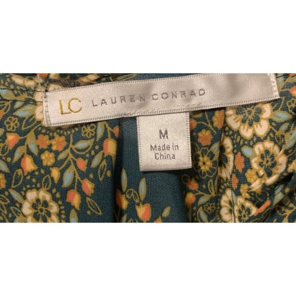 Lauren Conrad Women's Sleeveless Floral Top Green Medium 100% Polyester - Picture 3 of 5